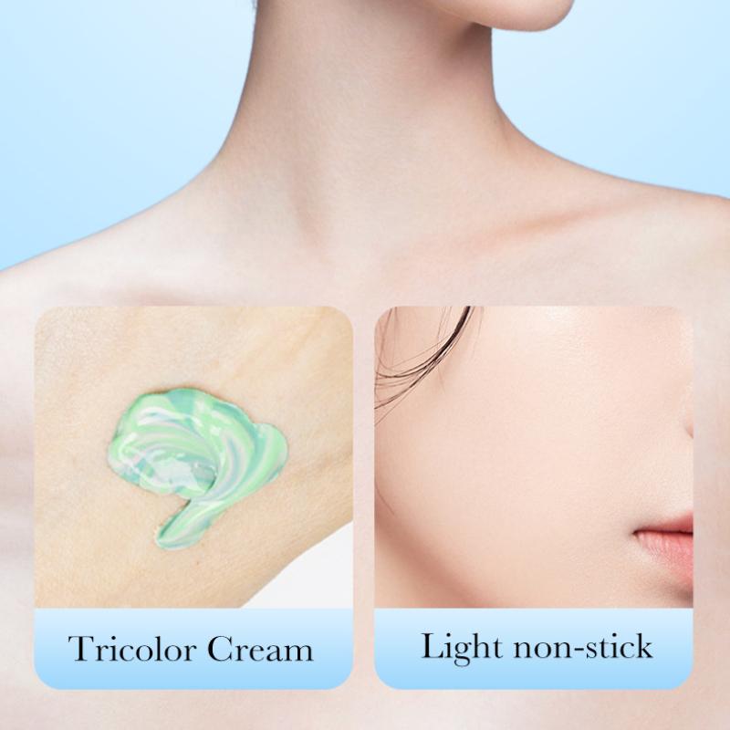 Makeup SADOER Three-color Rainbow Isolation Cream Brightening Skin Tone Sunscreen Makeup Primer