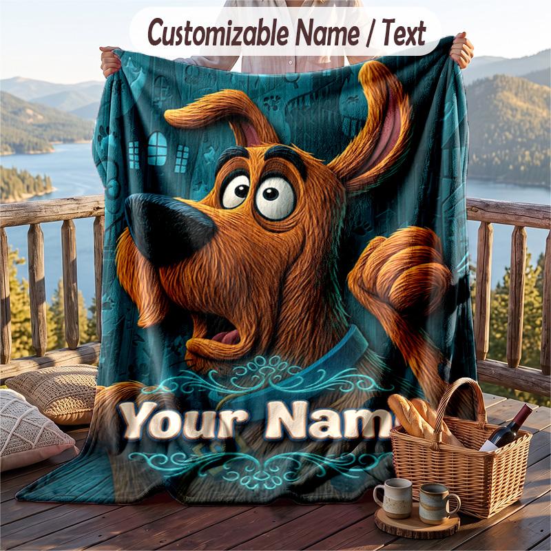 Custom Text Flannel Throw Blanket, Lightweight Cozy Bed Sofa BlanketScooby-Doo