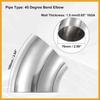 2pcs OD 3 Inch 45 Degree SS304 Stainless Steel Bend Tube Exhaust Elbow Pipe for Car Modified Exhaust System 3" Piping Silver Tone Replacement