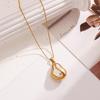Ying Tai Stainless Steel Baroque Faux Pearl Pendant Necklace, Highly Polished 18K Gold Vacuum Plated Titanium Steel.