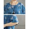 DIMANAF Women 2025 Summer Plus Size Vintage Dress Loose Casual Dress Basic Floral Printing Short Sleeve Long Dress