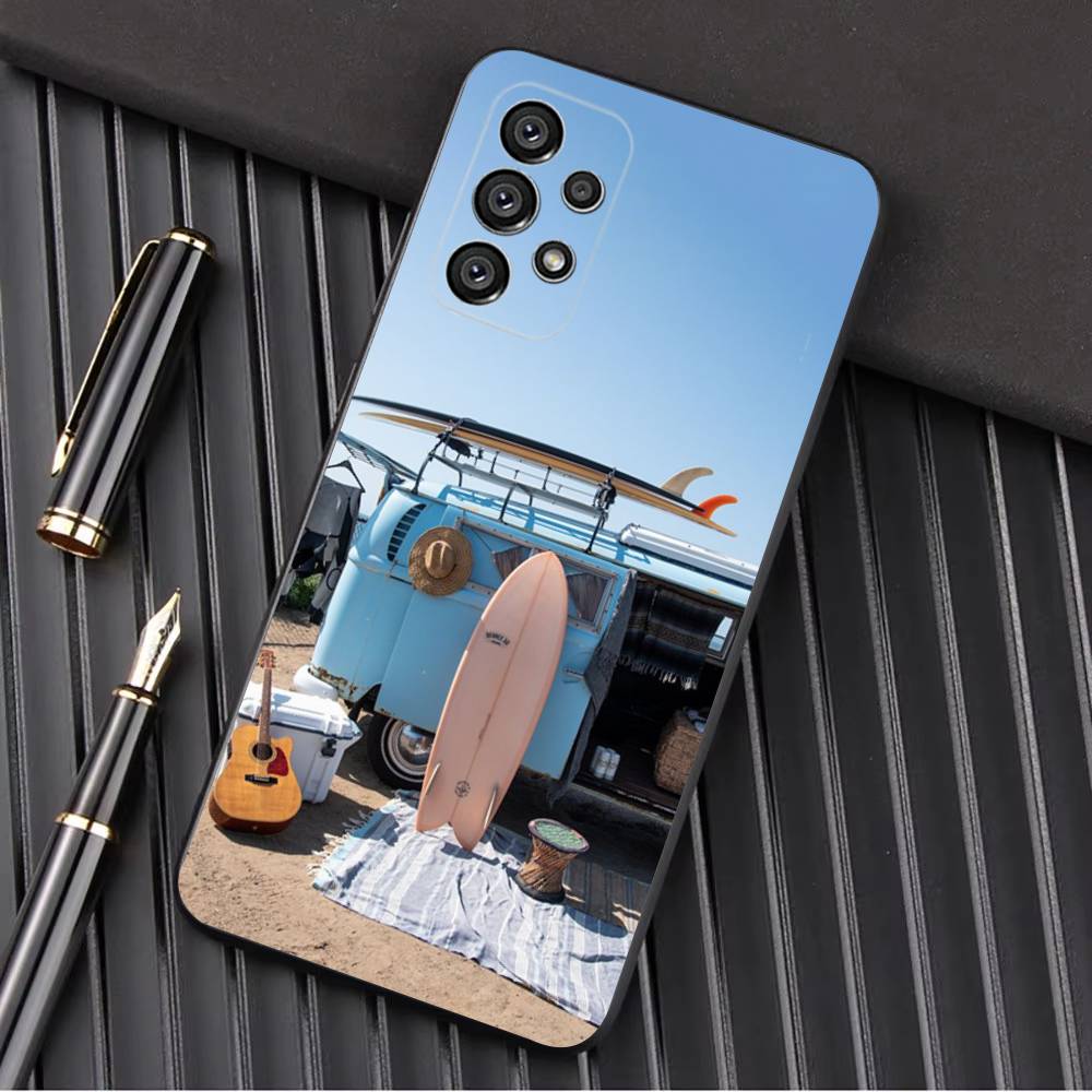 Combi Van Surf Phone Case For Samsung Galaxy A13,A21s,A22,A31,A32,A52,A53,A71,A80,A91 Soft Black Shell Samsung a11