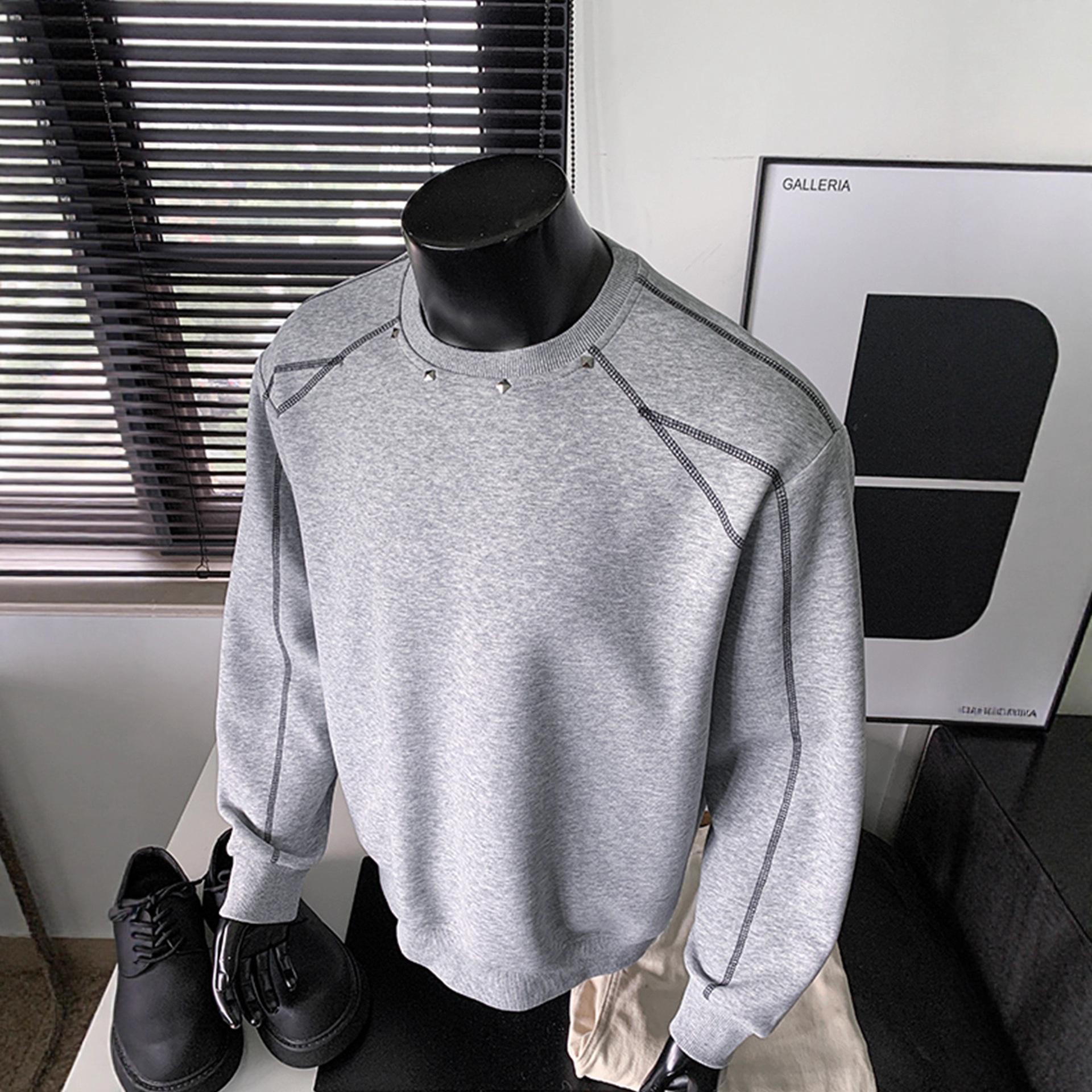 

Crew Neck Sweater Mens Autumn and Winter Trend American Clothes Comfortable Fit Coat M светло-серый