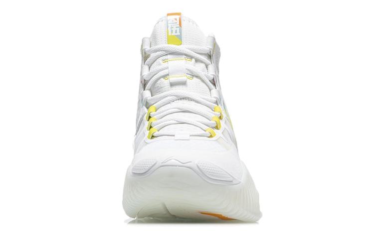 Li Ning Badfive 2 Basketball Shoes Men's High Top Standard White/Dark Yellow/Light Blue ABFR001-3