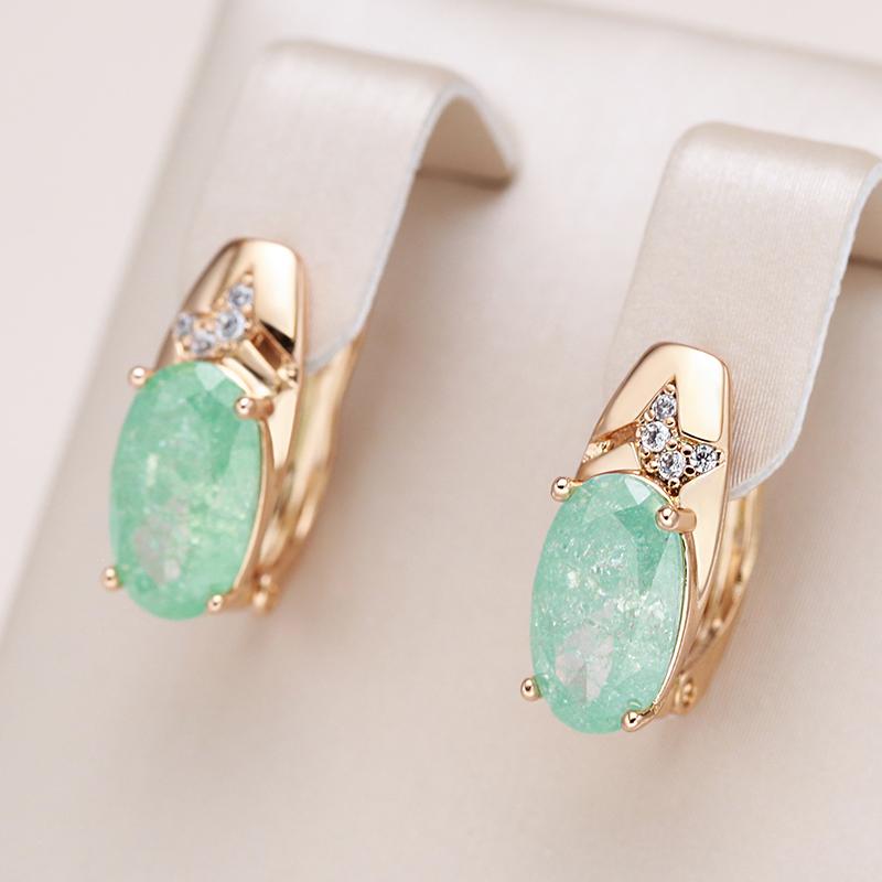 New Emerald Oval Cut Zircon With  Rose Gold Drop Earrings Luxury Women All Matching Daily Jewelry  New Best Design