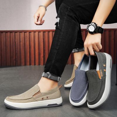 Sommer Herren Canvas Schuhe Atmungsaktiv Bequem Outdoor Slip-On Casual Walking Sneakers Klassische Herren Loafer