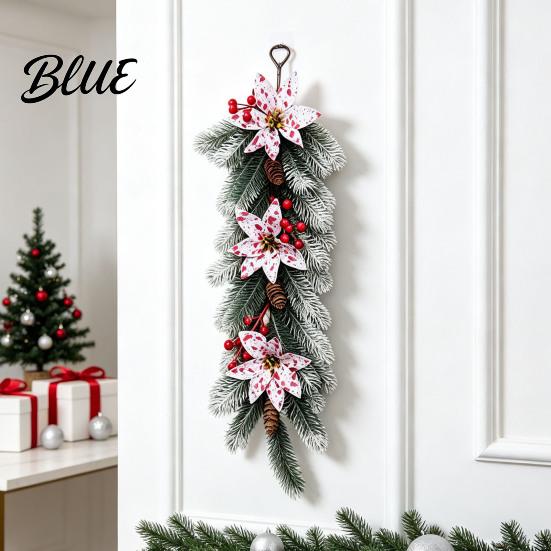 Winter Seasonal Wall Mantel Ornament Artificial Door Christmas Vine Hanging European Wreath Garland with Plastic