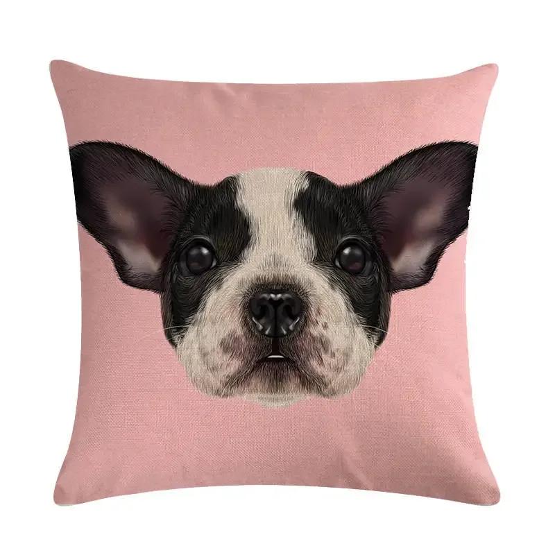 Cute Dog Cushion Cover Cartoon Pet Linen Pillow Cover Office Sofa Home Decoration Pillow Cover 45*45Cm