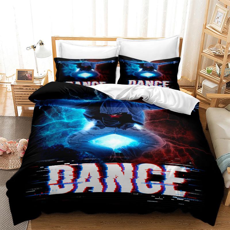 Home Bedding Dynamic Hip-hop Quilt Cover Queen King Full-size Twin Bed Boy Hip-hop Printing Adult Children's Quilt Cover and Pillow Cover Bedding