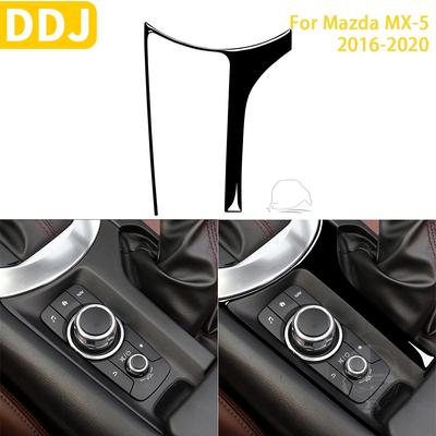 Für Mazda MX-5 MX5 2016-Zubehör Klavier Schwarz Kunststoff Auto Innen Multimedia Surround Panel Trim Aufkleber Dekoration