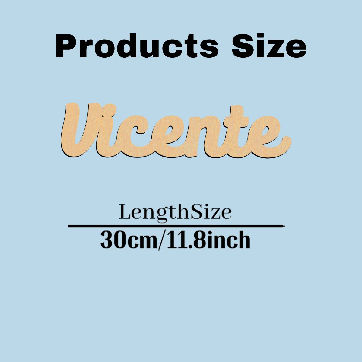 1pc Cute Vicente example Personalized Text Laser-Cut Sign Wood Material Wooden Decor Vertical Orientation Door Hanging Decor S30cmLength