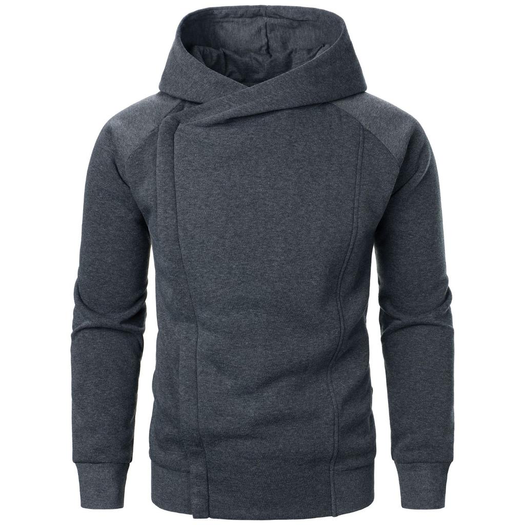 Autumn Winter Men's Hooded Top Long Sleeve Side Zipper Design Hoodie