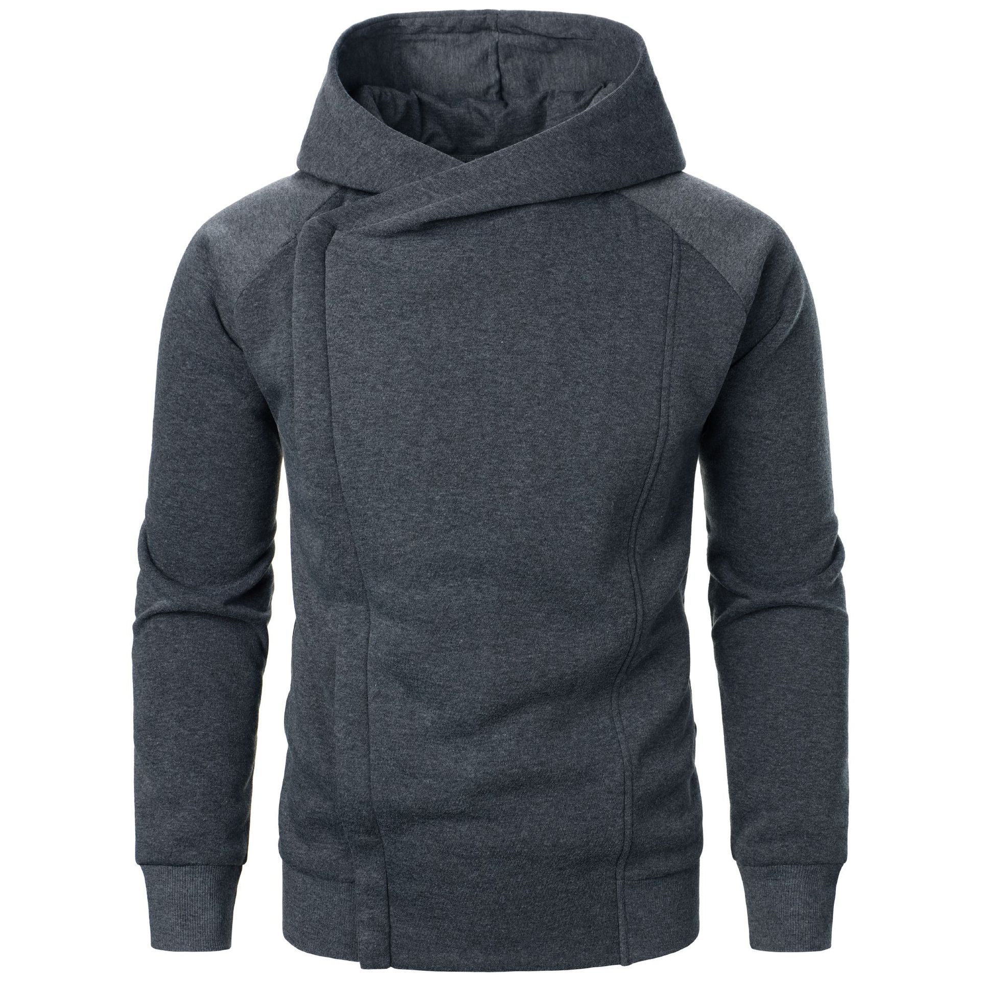 Autumn Winter Men s  Hooded Top Long Sleeve Side Zipper Design Hoodie S
