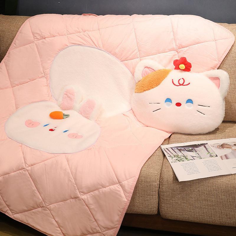Plush Cartoon Toy Pillow Blanket Combo Office Nap Car Travel Gift Adults Doll