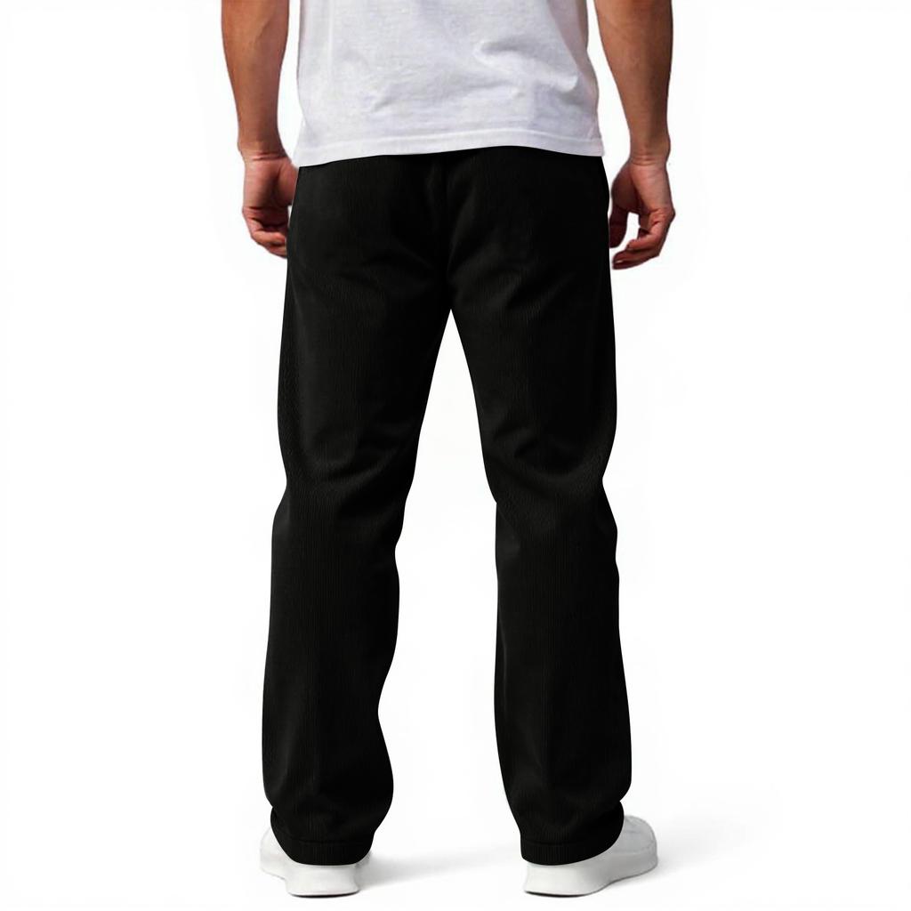 Men’s Drawstring Waist Loose Fit Corduroy Lounge Pants Casual Straight Leg Trousers with Adjustable Waistband