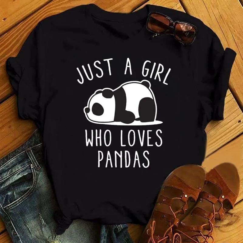 

Panda Print Tops Womens Cute TShirt Shortsleeve Office Wear for Women Summer Crew Neck Top Summer Comfortable Clothes Tops S