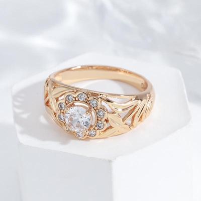 Elegante Blumenmuster-Zirkon-Ringe für Frauen, Roségold, Vintage-Schmuck