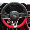 For Alfa Romeo Giulia Stelvio 2015-2018 Auto Parts hand-stitched non-slip Suede Blue line blue label Car Steering Wheel CoverDA4 