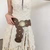Baroque Style Hollow Belts Y2K Metal Buckle Belts Personality Round Buckle Belts  Decorative Jeans