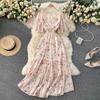 Damen Sommer Sexy V-Ausschnitt Taille Lange Chiffon Blumen Strandkleider