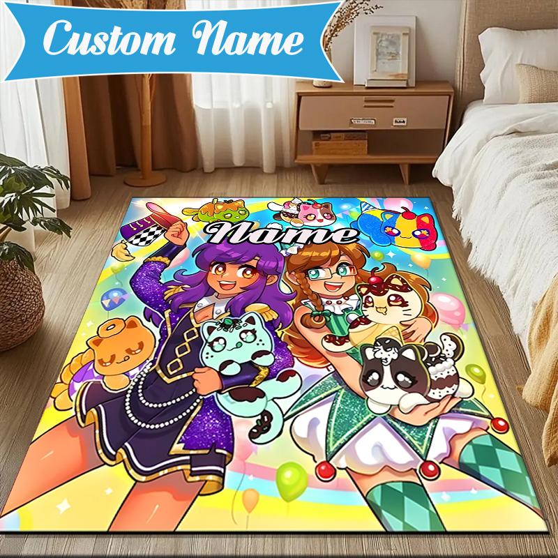 Custom Name Fantasy Friends Aph-mau World Rug Game Carpet, Floor Mat for Bedroom Living Room Entryway Rug,Home Decor Idea Gift for Christmas birthday