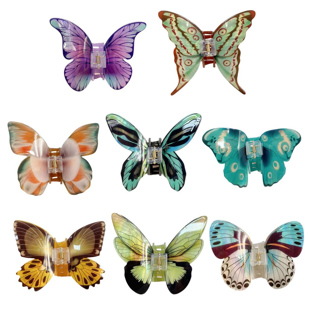 Simulation Butterfly Hair Clip Elegant Hair Claw Barrette Acrylic Hair Accessory for Girls Spring Clamp Hair Accessory