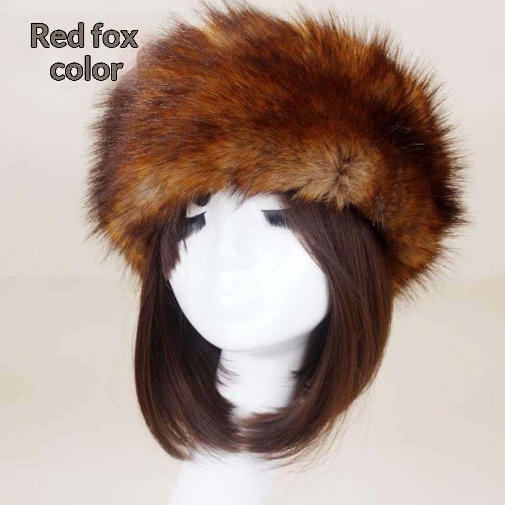 Women's Hat Faux Fox Fur Headband Hat Autumn and Winter Warm Headband Hat Plush Open Top Hat