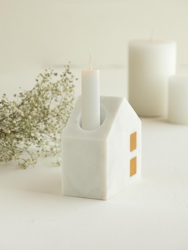 Marble House Candlestick Holder: Personalized Home Decor Gift
