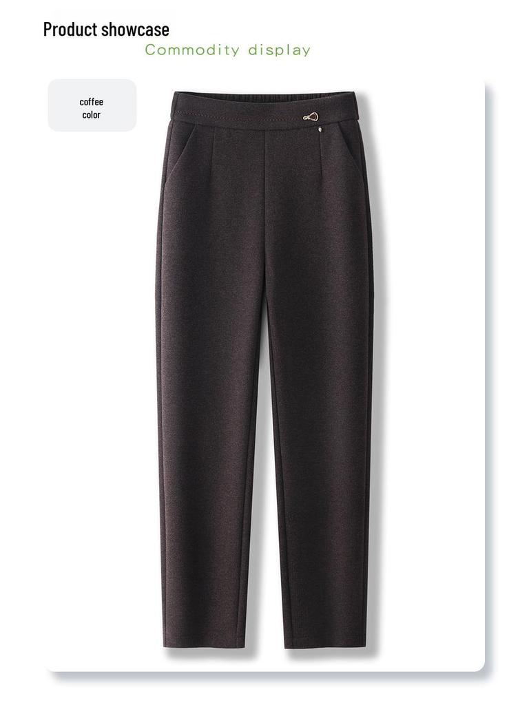 Women’s Khaki Wool Harem Pants 2024: New Cropped Carrot Style for Autumn/Winter
