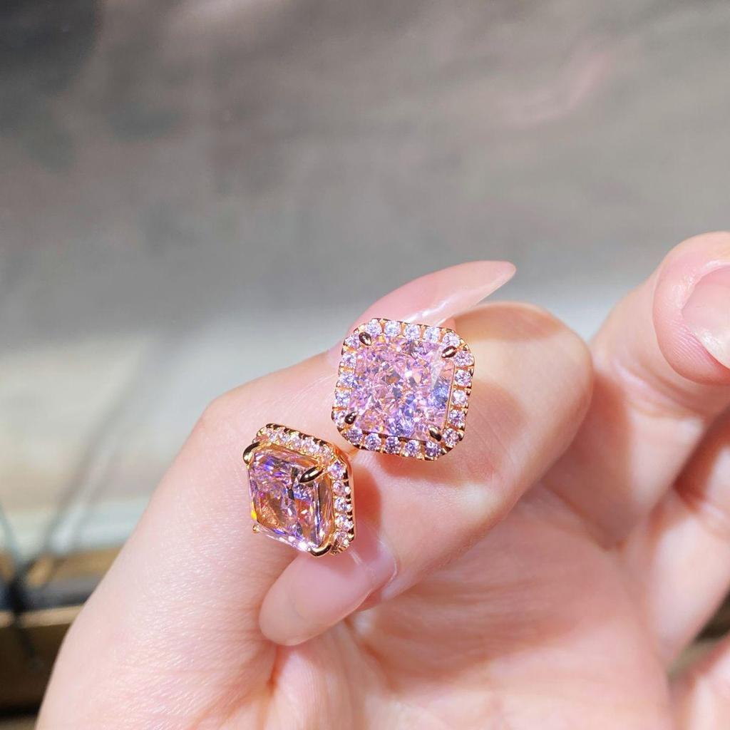 18K Vergoldete S925 Sterlingsilber Eisblumen Rosa Diamant Halskette für Damen