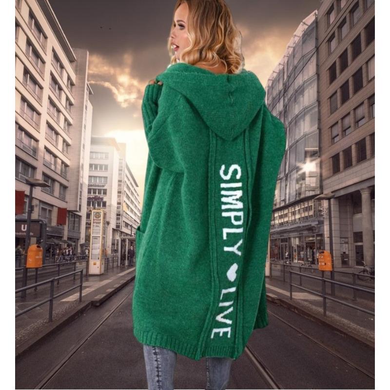 

Осень и зима новый вязаный свитер женский кардиган свободный средний и длинный пальто XXL