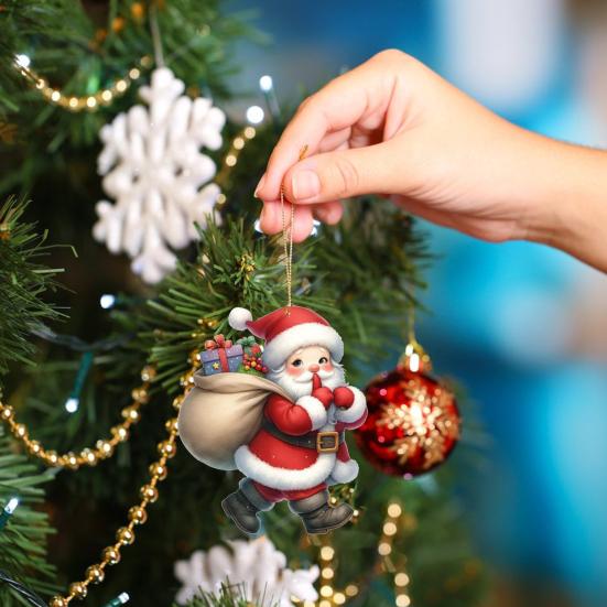 5 ks Ozdoby Santa Clause 2D Akrylový Kreslený Přívěsek Santa Clause Vánoční Strom Závěsná Dekorace na Auto Strom Dveře Zeď Domácí Prázdninová Dekorace