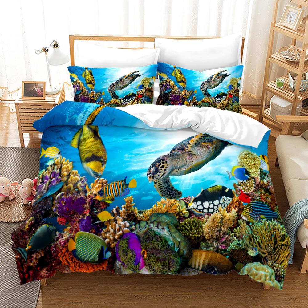 3d Three-piece Set of Sea Bottom World Series Quilt Cover Home Textiles 135*200cm