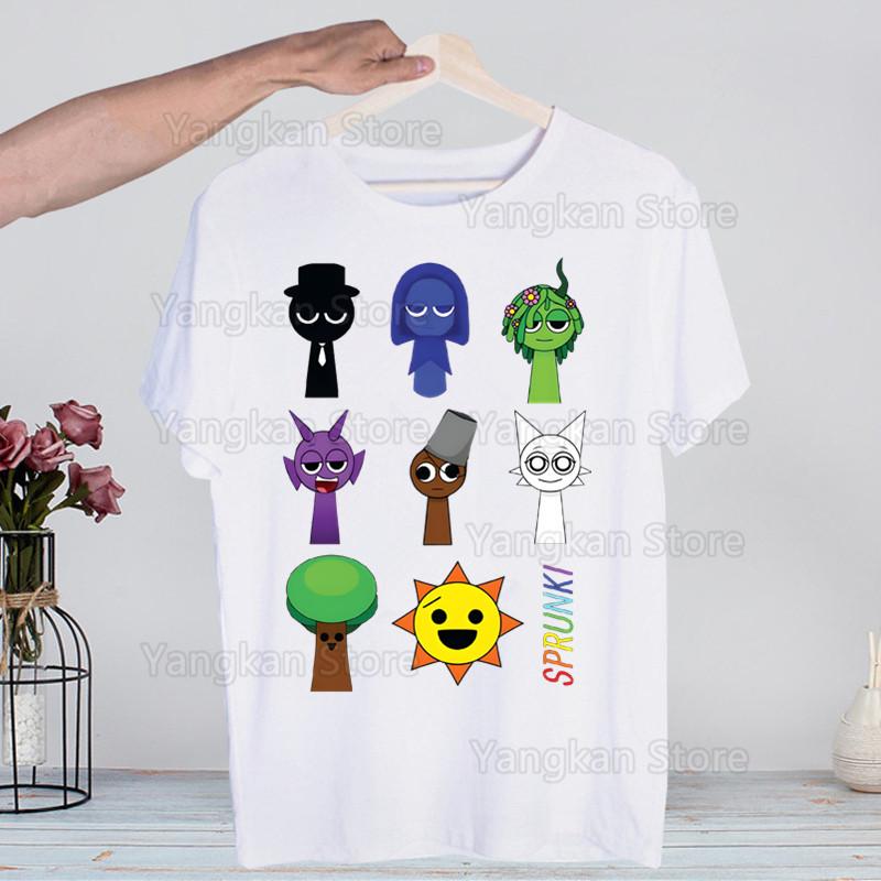 Sprunki Plush T Shirts for Guys O-Neck Short Sleeve Regular Mens Height Quality Men Hip-Hop Tee Shirt