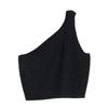S Family Spring/Summer Sequin Buckle One-Shoulder Knitted Camisole & Black Midi Skirt Set for Women