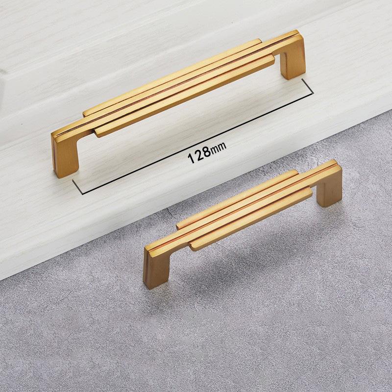 Modern Nordic Black Cabinet Handles Drawer Stripe Solid Brass Handle