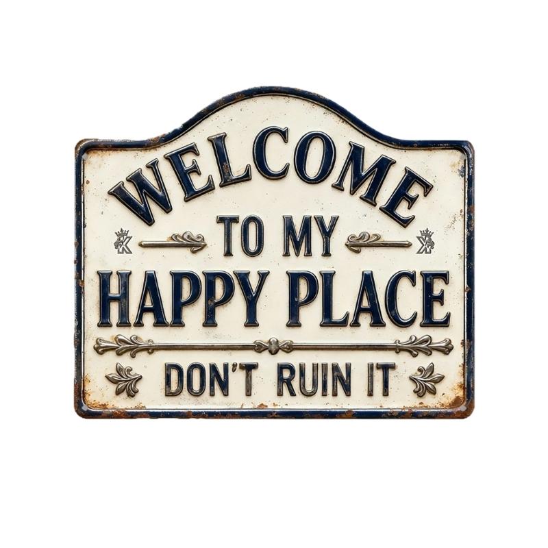 Welcome To Happy Place Sign Wall Decors Welcome Sign For Front Door Wooden Hanging Wall Decors Bedroom Home Decors