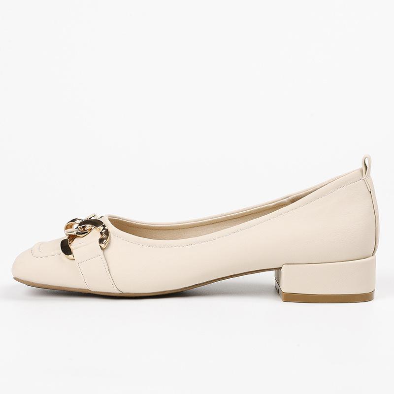 Yuexinwang leather flat for Huizhou women's shoes Su Yinyin same Mary Jane shoes low heel spring new square head single shoes