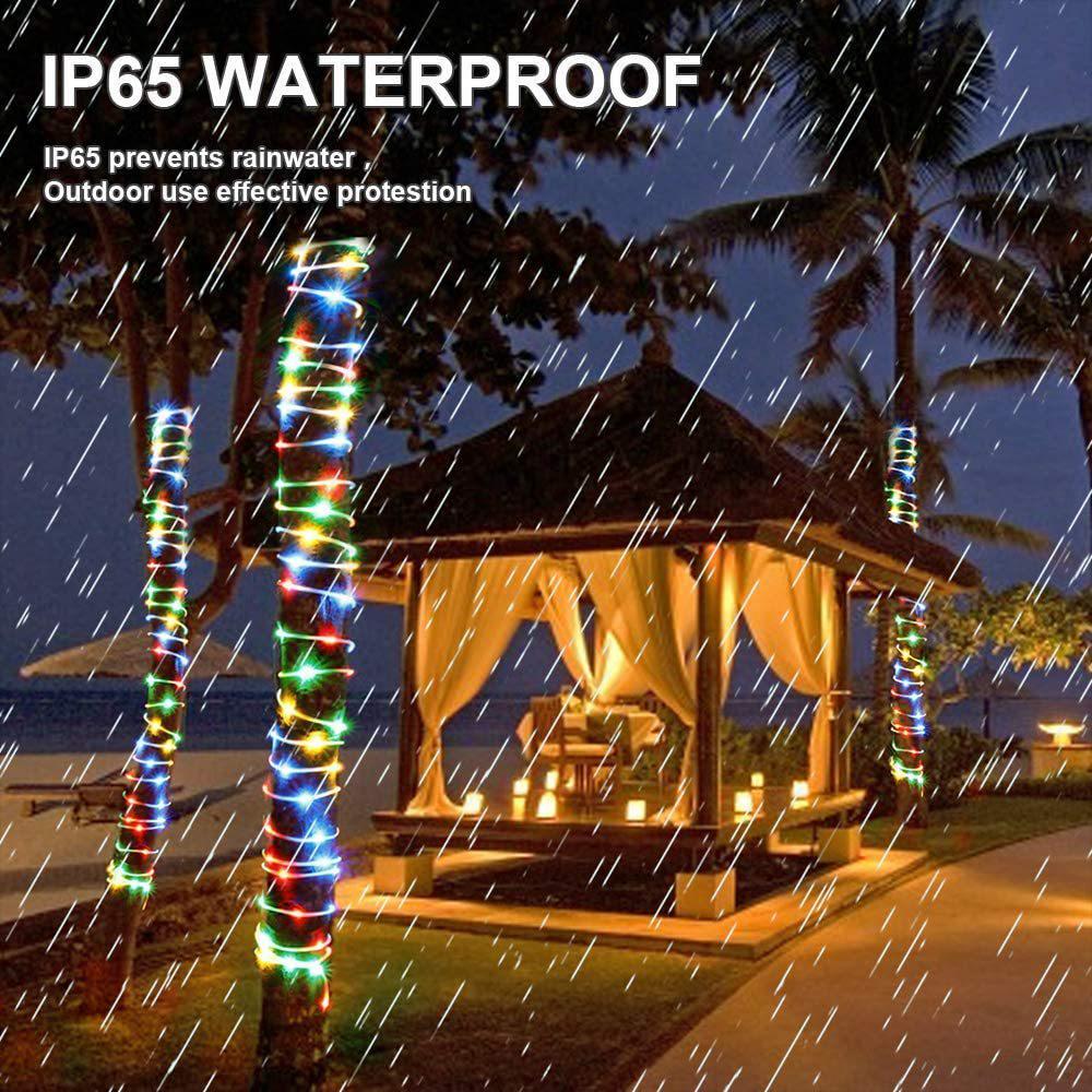 Rainbow 120 LED, 12m Outdoor Solar Neon Tube Lights, Waterproof Decorative Fairy Strip Lights