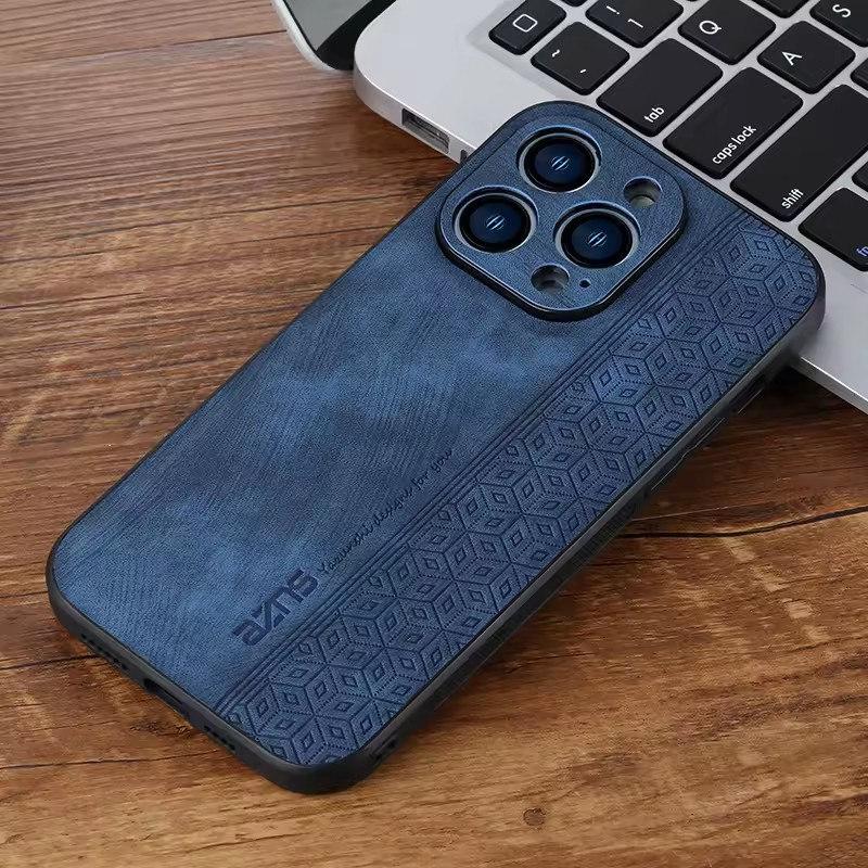 

Кожаный чехол в деловом стиле с защитой от падений - совместим с iPhone 16/15/14/13/12/11 Pro Max XS Max XR X Plus, ультратонкий роскошный чехол iPhone 12 Pro синий