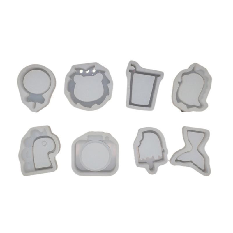X6HE Bear Epoxy Resin Molds Shaker Dinosaur Photo Frame Keychain Pendant Silicone Jewelry Making Decorations DIY