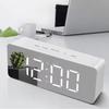 Mirror Led Digital Alarm Clock With Temperature Display And Smart Night Light For Bedroom, Makeup Vanity And Office Use