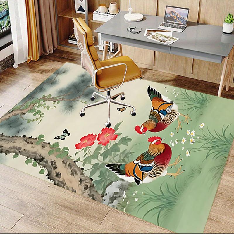 1PC Rooster Butterfly Extra Large Non-Slip Floor carpet, Office, family, bedroom, Studio - Large Area Rug,Longlasting Material-K0325
