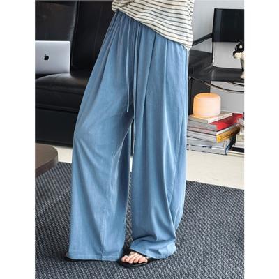 Koreanische Elastische Taille Kordelzug Hose Damen Sommer Einfach Zuhause Weich Fallend Einfarbig Locker Hose