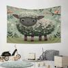 "Adorable Fluffy Sheep With Floral Background" Pattern Wall Hanging Tapestry Decorative Tapestry Home Decor for Bedroom and Living Room