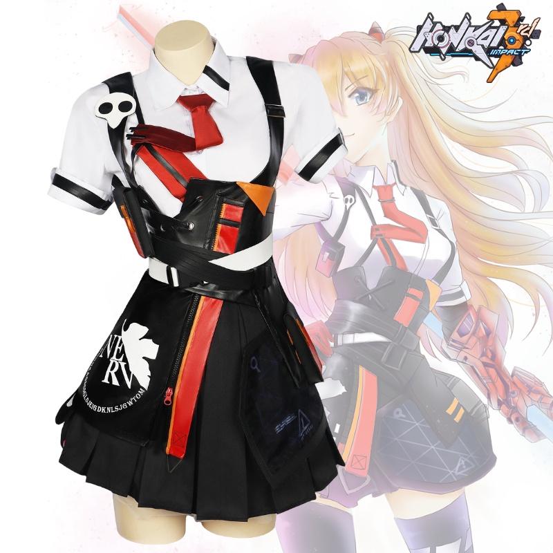 Impact Eva Honkai 3 Asuka Langley Soryu Cosplay Costume Anime Party Outfit Fans