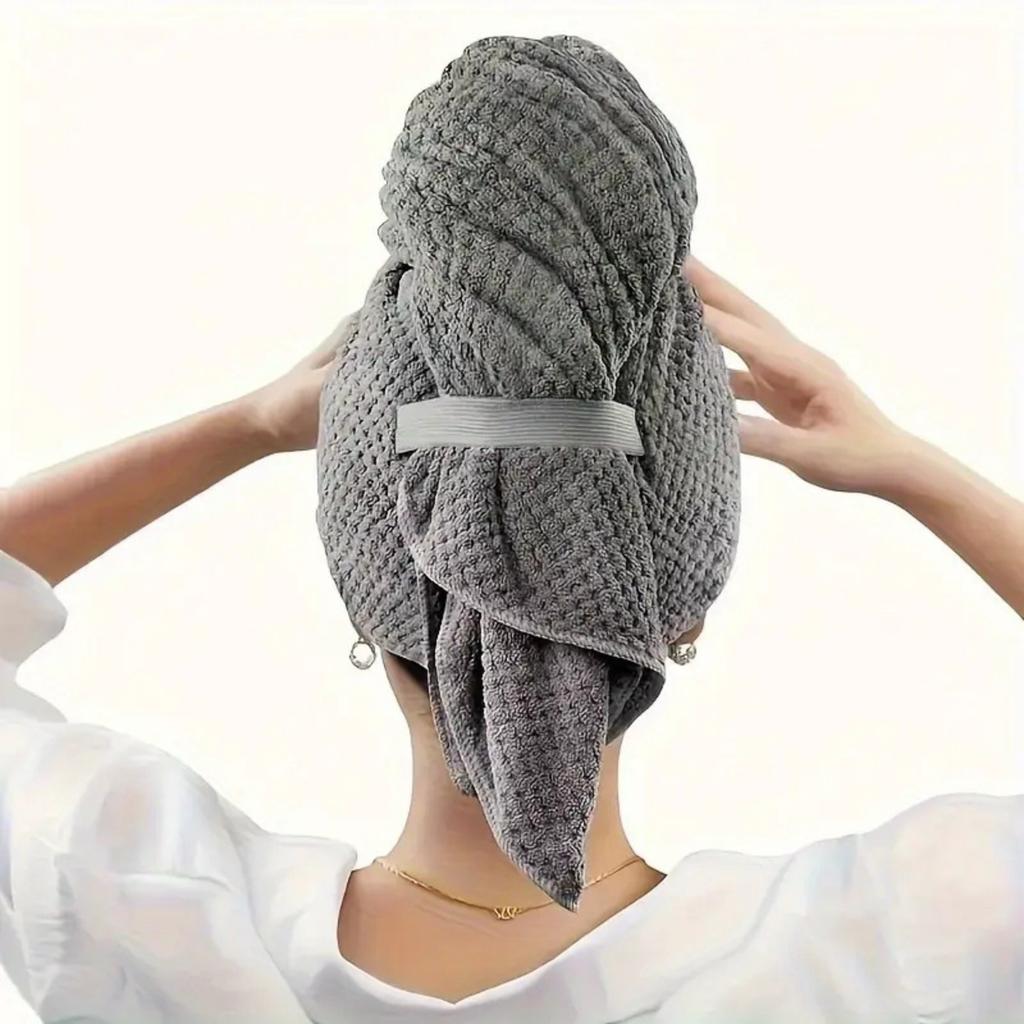Absorbent Microfiber Hair Turban Towel for Long Hair, Large Thick Wrap for Quick Drying