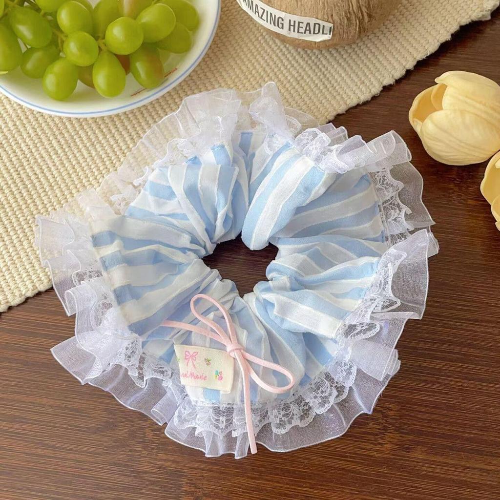 Korean Lace Trim Bow Scrunchie: Sweet, Lazy Style Hair Accessory