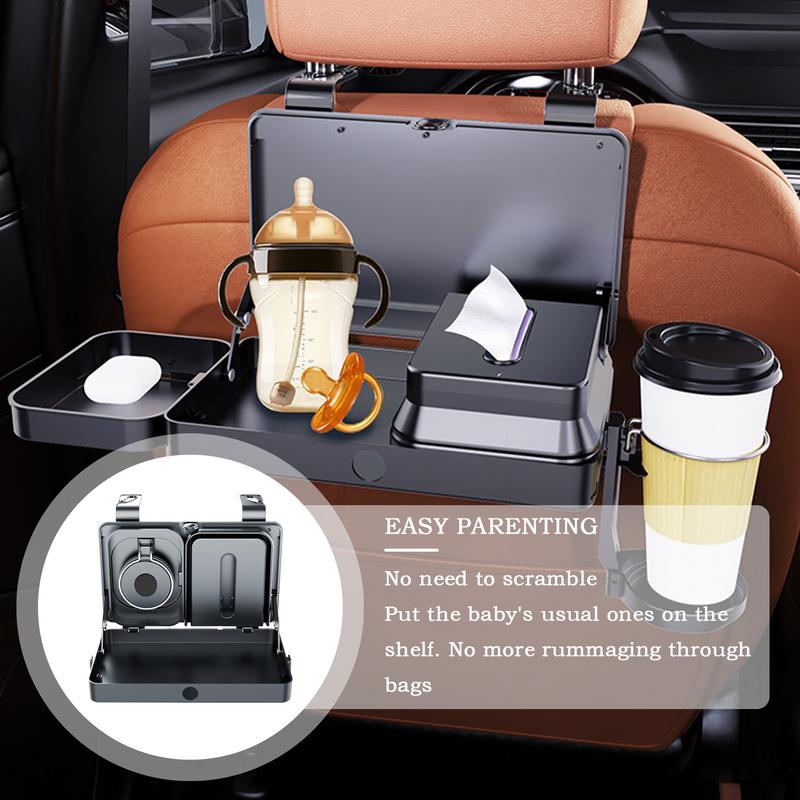 Car Backseat Organizer Food Tray Snack Table With Cup Holder Multifunctional Car Headrest For Road Trip Car Interior Accessories