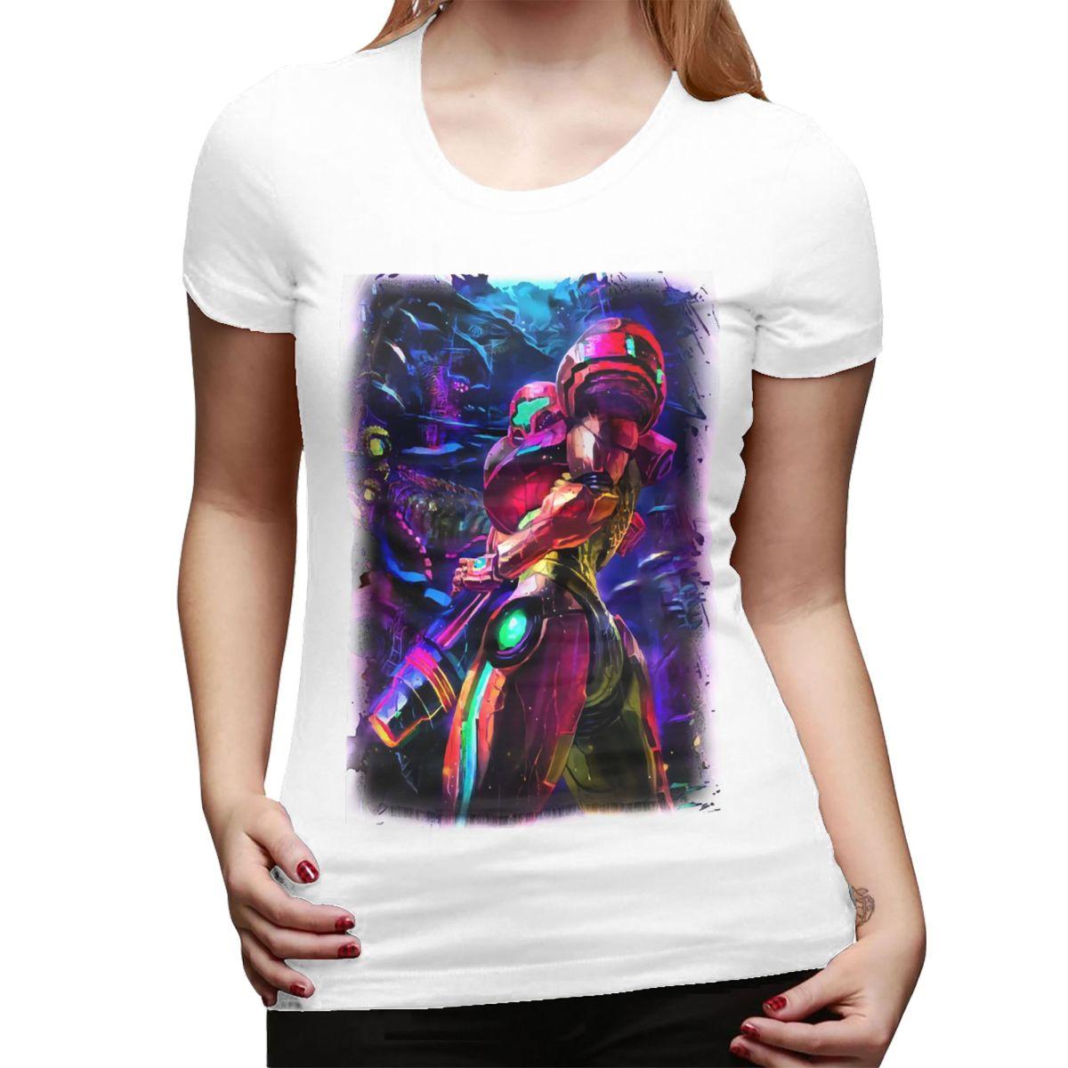 

Metroid Samus Aran Metroid TShirt for Women Crew Neck Streetwear T Shirts Womens Tees Short Summer Clothes Tops S